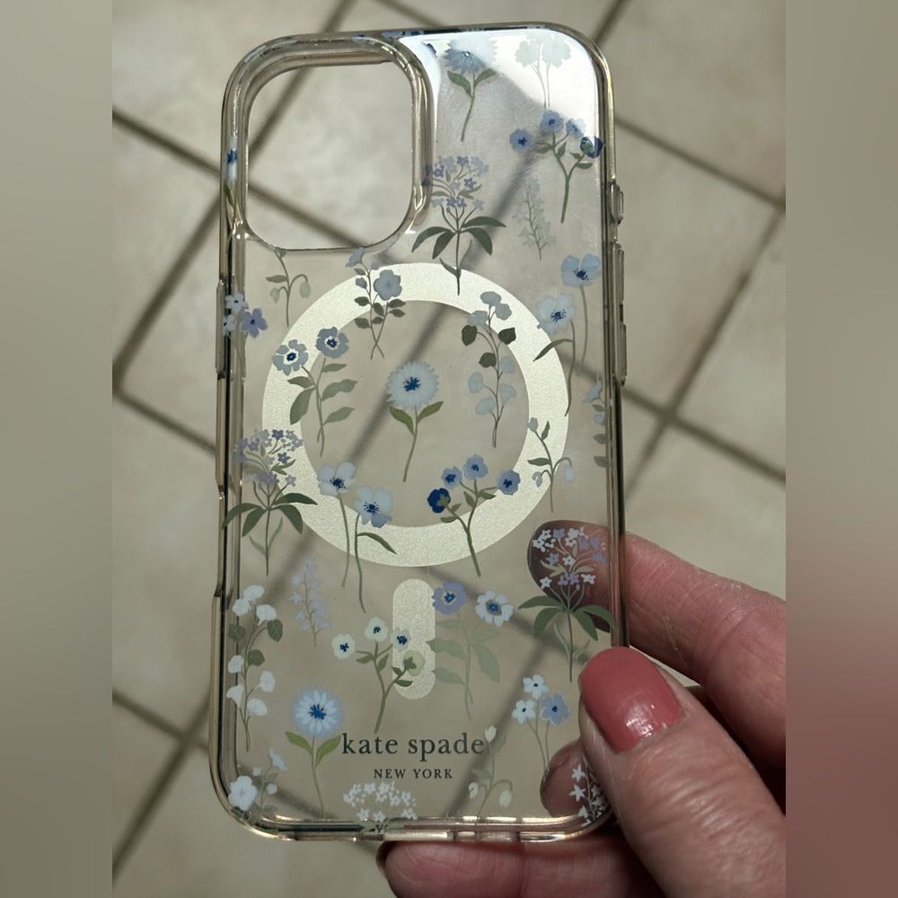 Kate Spadepade iPhone 16 Blue Floral Protective Phone Case MagSafe